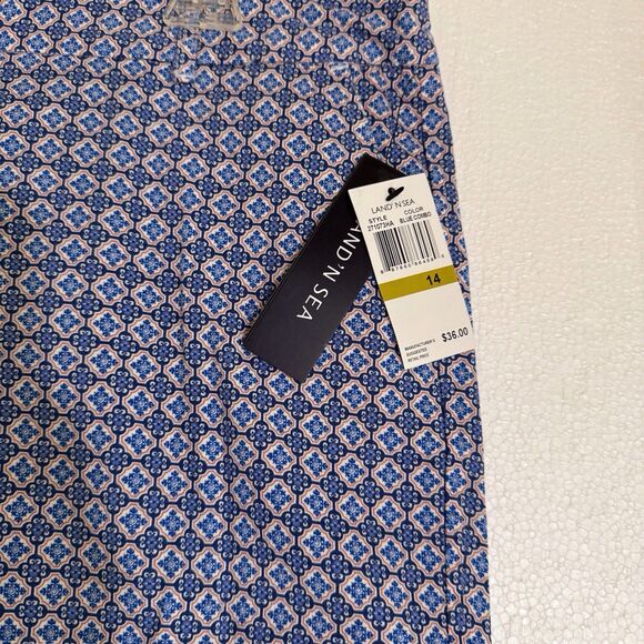 NWT Land N Sea Blue Orange‎ Geometric Print Flat Front Shorts Women 14 - Picture 10 of 12
